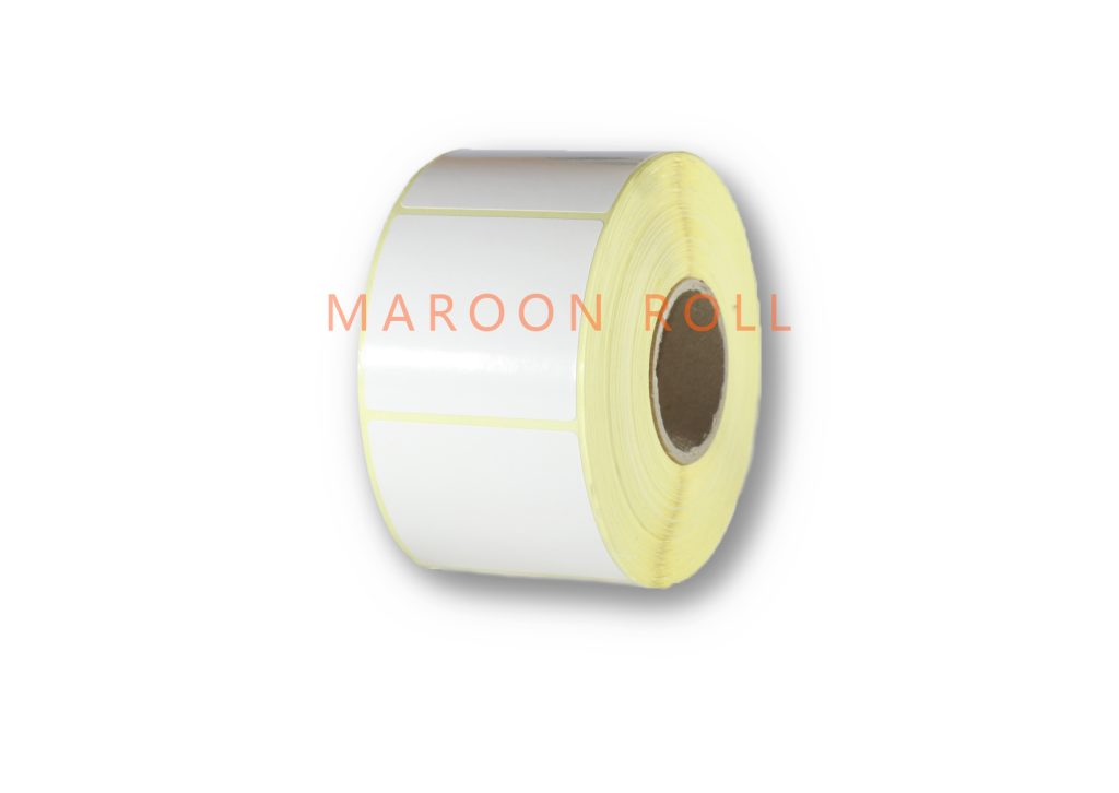 لیبل کاغذی سایز ۵۵×۵۰ تک ردیفه تعداد در هر رول ۱۰۰۰ عدد